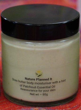 Shea Butter moisturiser with a hint of Patchouli